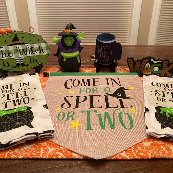 Halloween Witch Kitchen Towels, Witch Tier Tray Decor & Witch Wall Decor Signs - Picture 2 of 16